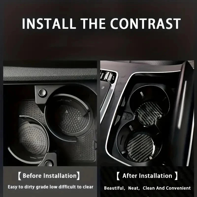2PCS Car Cup Holder Mats, Additions for Vehicle Interior Decoration, Easy to Maintain, Non-Slip, Long-Lasting, Fits Most Sizes