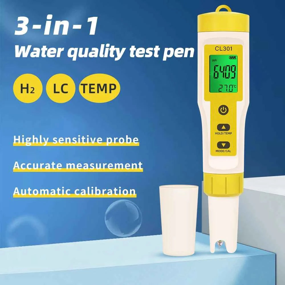 Multifunctional Chlorine Testing Pen 2/3/4/5 in 1 Water Quality Tester CL2 TEMP pH H2 ORP Measuring For Aquarium Swimming Pool