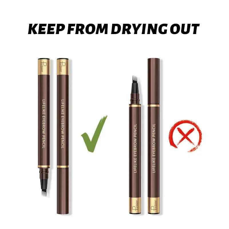 High Quality 24 Hour Four Forks Natural Water Resistant Liquid Eyebrow Pen Makeup Non-Blotting 4-Split Eyebrow Pencil Cosmetics