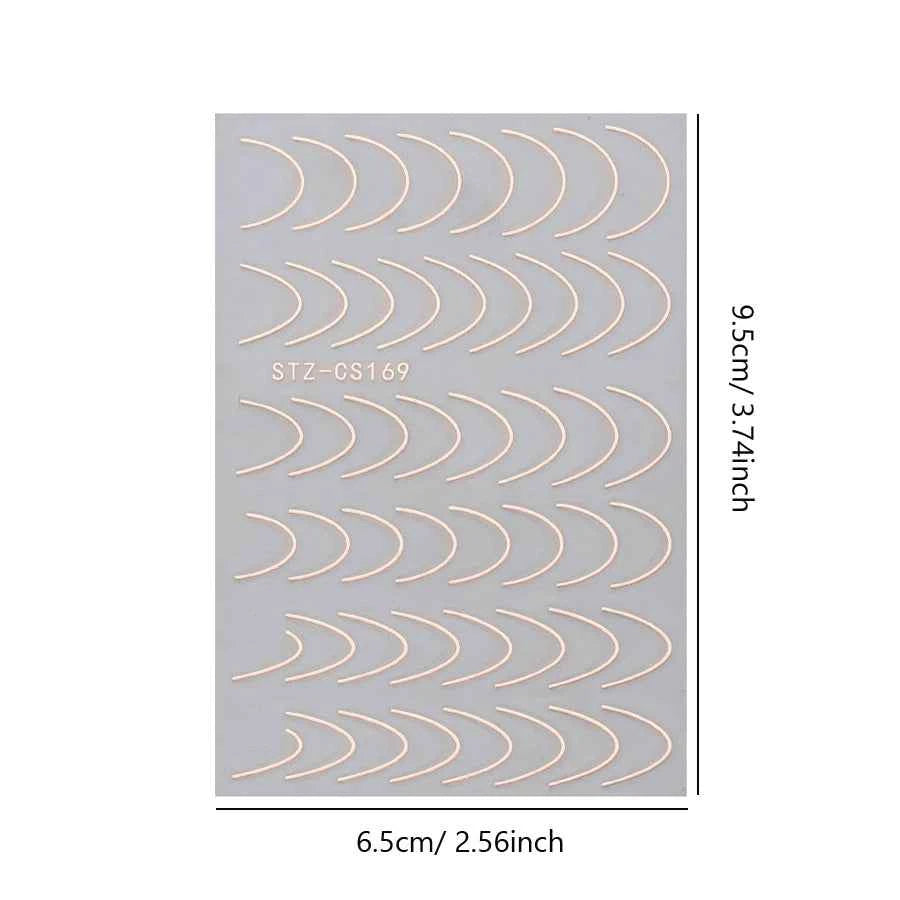 GlamNail Metallic French Line Stickers - 4 Pcs Easy Apply Nail Art Decals for Effortless Manicure Glam