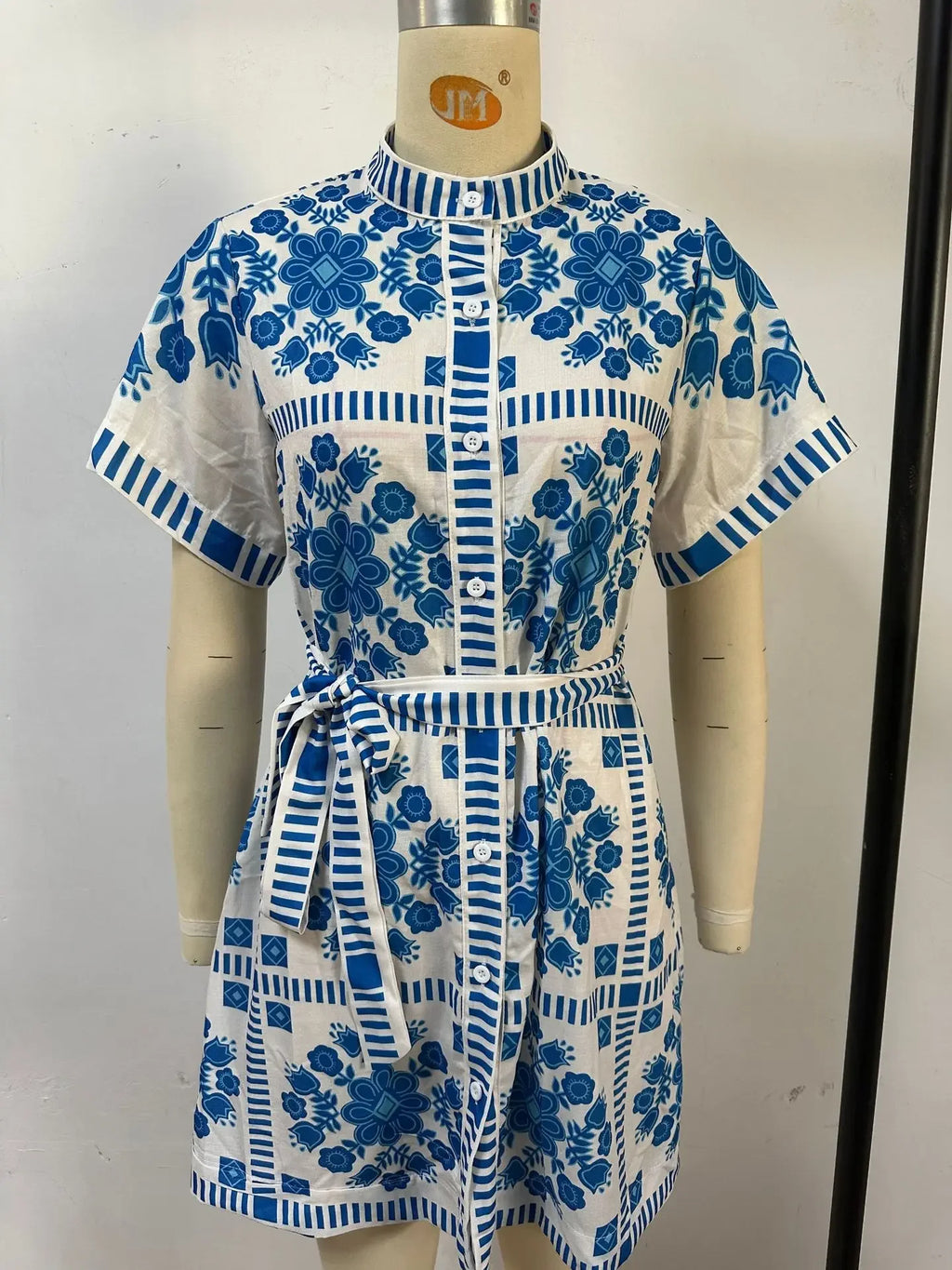 Fashionable Printed Belted Casual Women's Dress Summer Style Cross-Border Clothing Elegant Simple Design Maxi Length Gown