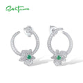 SANTUZZA Pure 925 Sterling Silver Earrings For Women Sparkling White CZ Green Spinel Orchid Flower Circled Fashion Fine Jewelry The jack market .AU The jack market .AU Jewellery & Chains $ 85 <none>