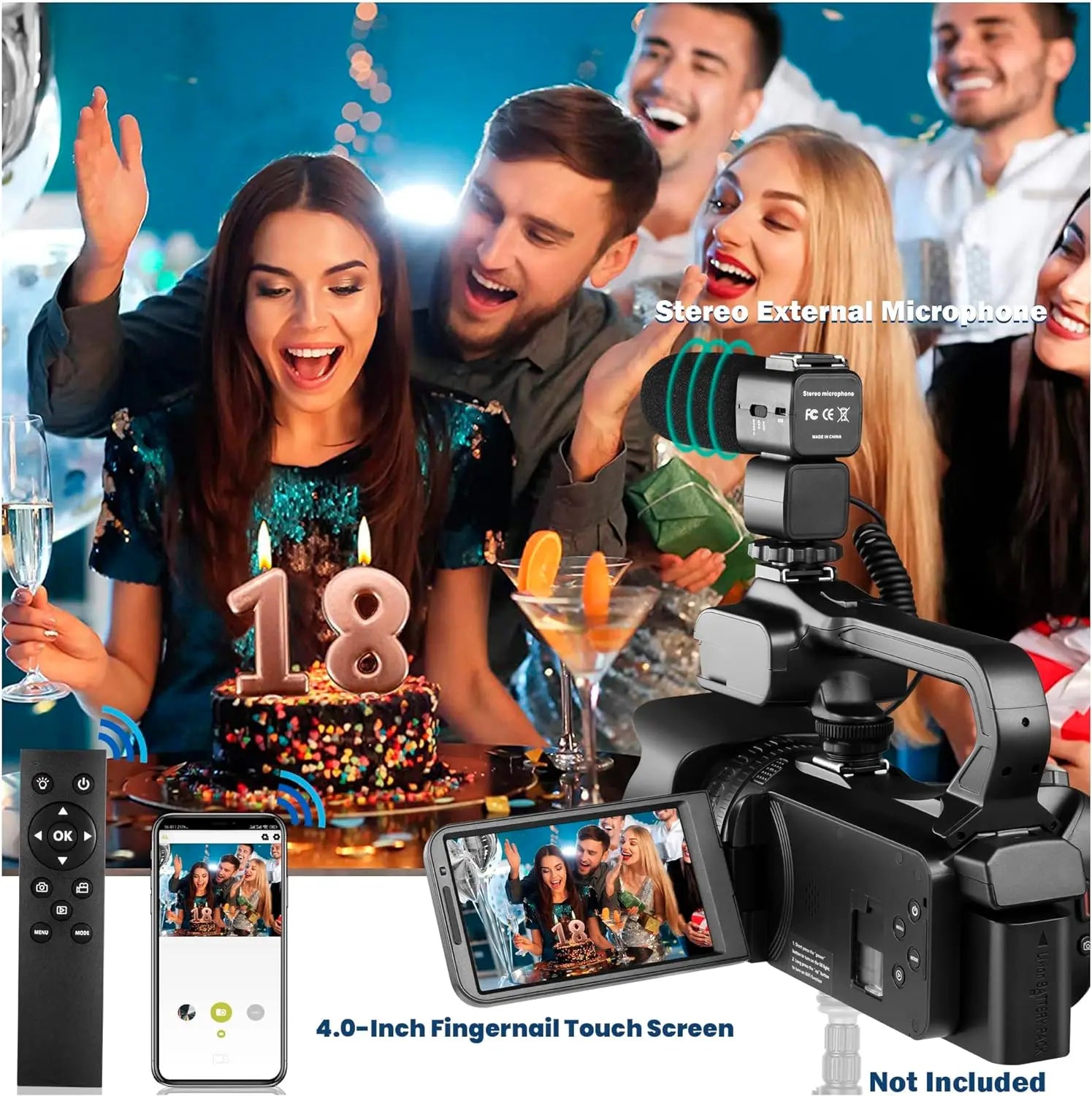 4K Professional Video Cameras for Photography 64MP Ultra HD 18X Digital Zoom Camcorders YouTube Live Streaming Vlog Recorder