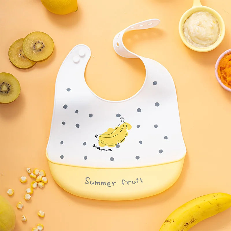 Silicone Baby Bib Waterproof Kids Boy Girl Feeding Stuff Adjustable Feeding Apron Food Grade Cartoon Burp Scarf Toddler Burp Bib
