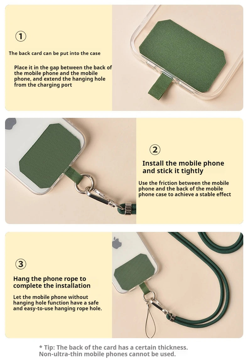 Universal Adjustment Phone Lanyard Necklace Strap Phone Case Solid Color Long Hanging Rope With Clip Anti-Lost Crossbody Lanyard