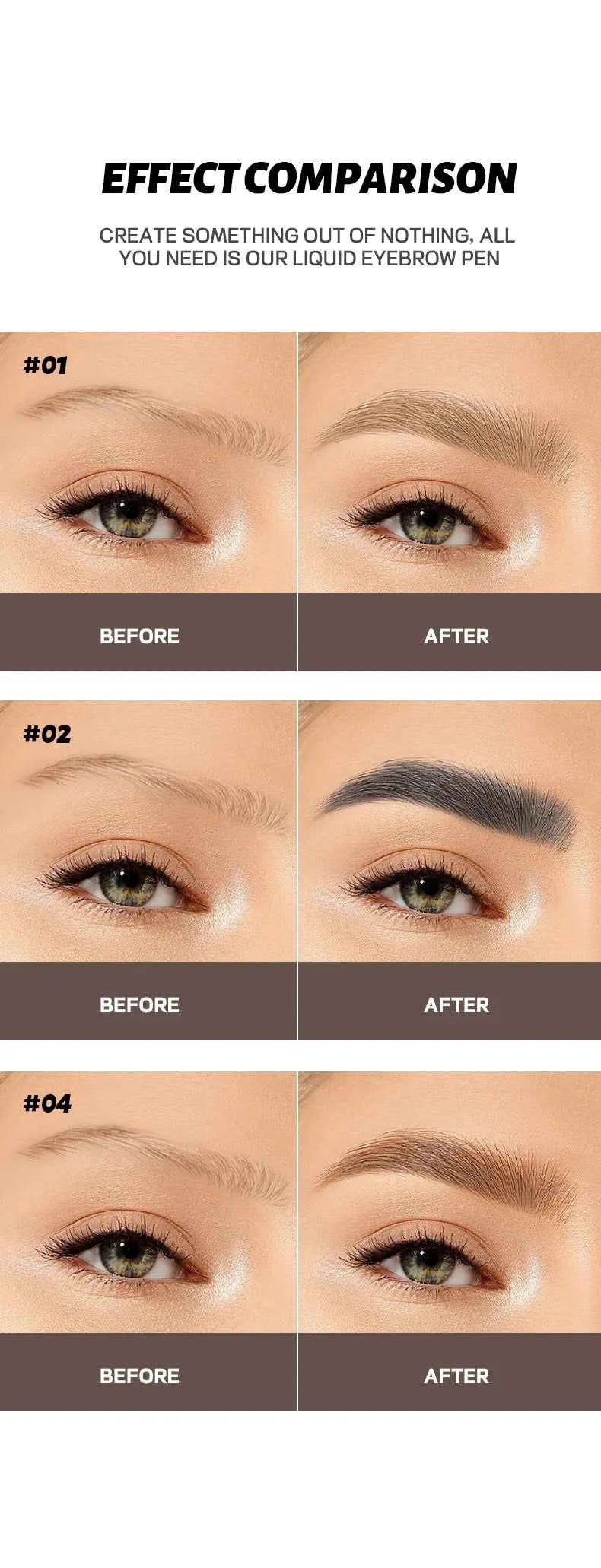 High Quality 24 Hour Four Forks Natural Water Resistant Liquid Eyebrow Pen Makeup Non-Blotting 4-Split Eyebrow Pencil Cosmetics