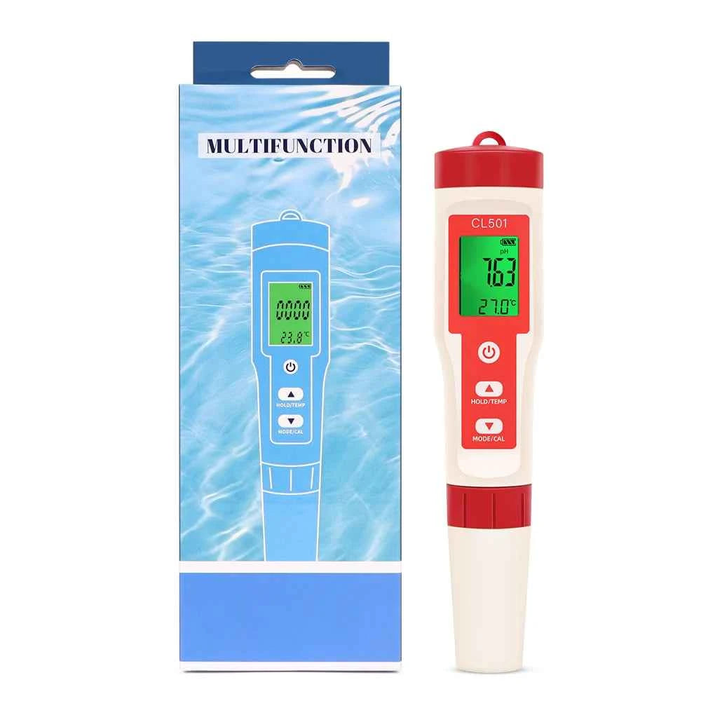 Multifunctional Chlorine Testing Pen 2/3/4/5 in 1 Water Quality Tester CL2 TEMP pH H2 ORP Measuring For Aquarium Swimming Pool