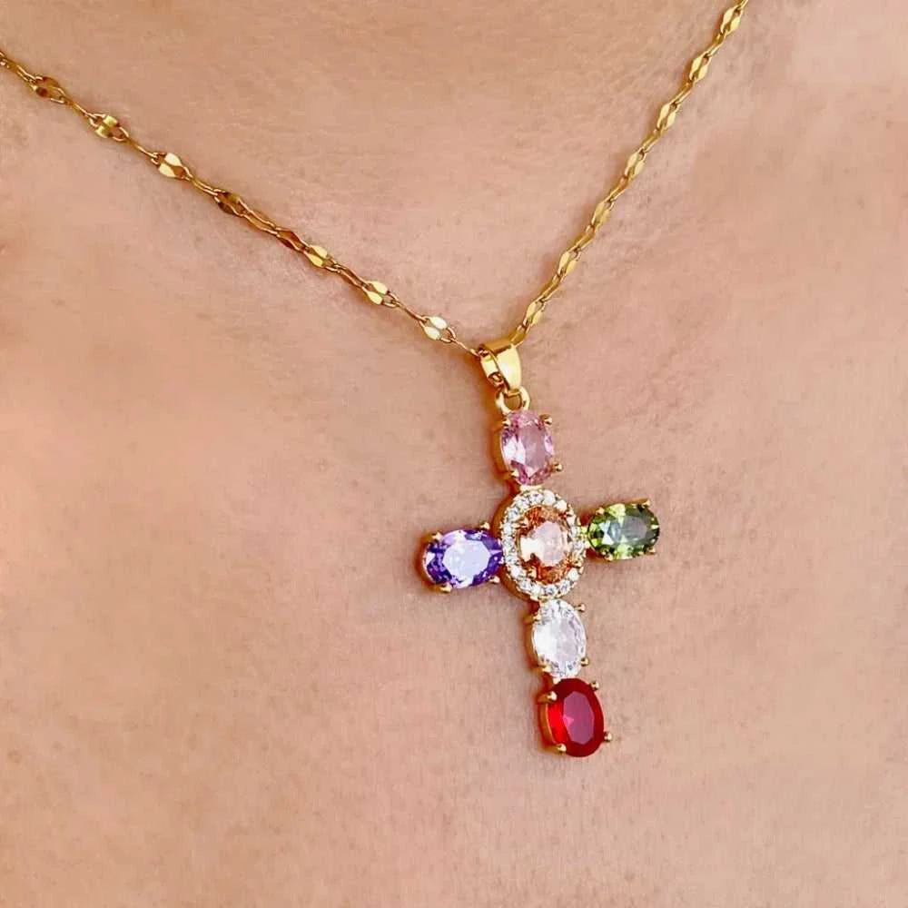 Multicolored CZ Stone Pendant Cross Necklace Rainbow Colorful Dainty Pave Cross Necklace Neon Jewelry for Women Halloween Gift The jack market .AU The jack market .AU Jewellery & Chains $ 49 200001034:201447815#Silver- Colorful CZ