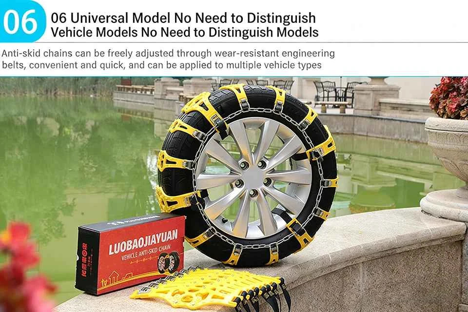 Car Snow Chains Universal Easy Install Tire Anti-Slip Chains for SUV Sedan Ice Snow Muddy Road Durable Emergency Traction Chains