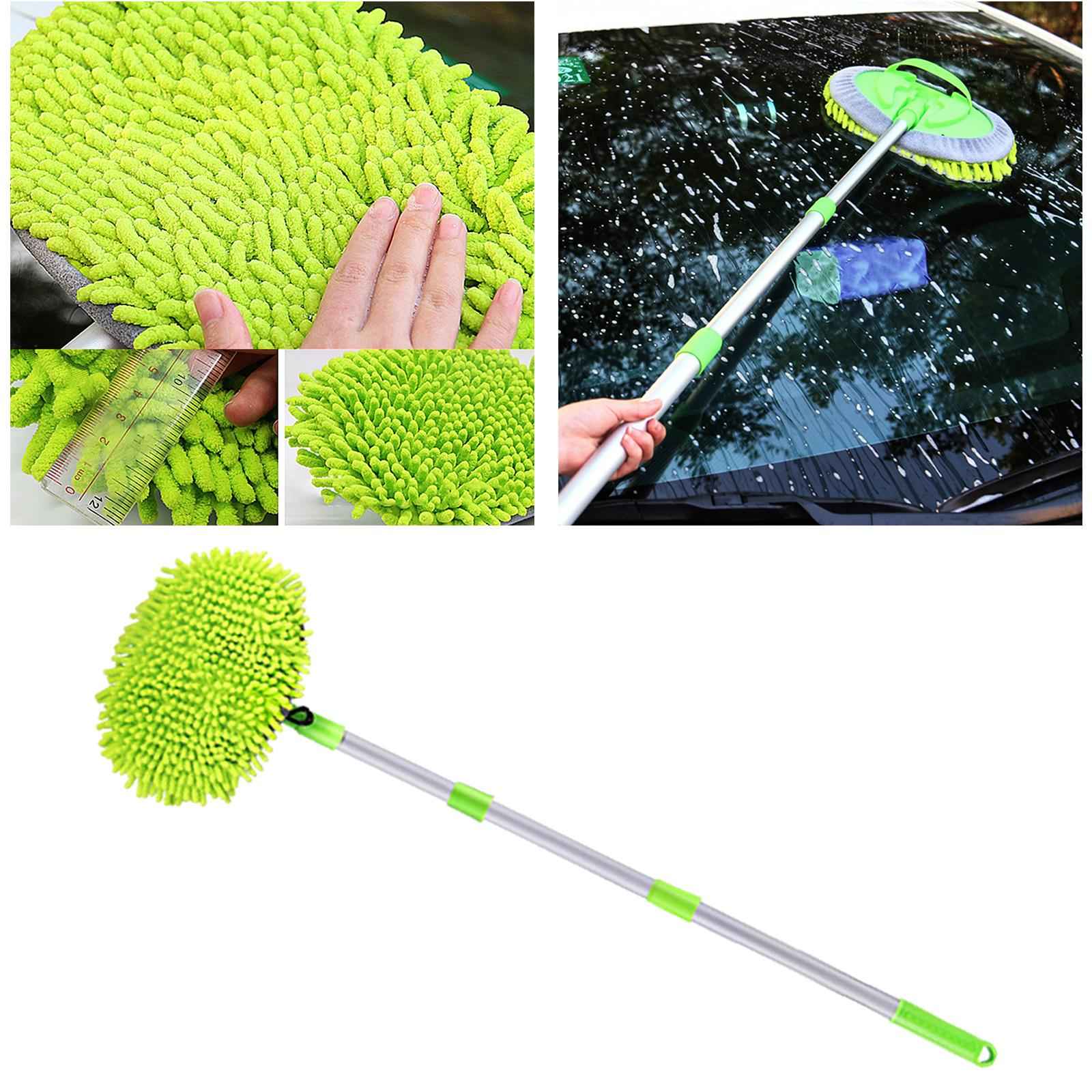 Car Washing Mop Kit with Long Handle Microfiber Car Cleaning Brush Kit Telescoping Car Washing Brush Mop Kit Scratch Free