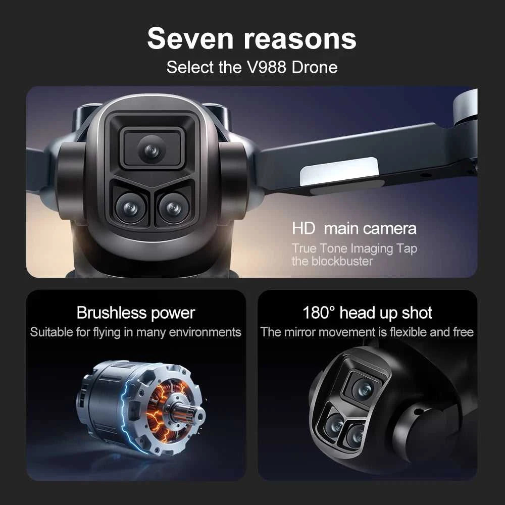 Lenovo V988 Drone 8K Professional HD Dual Camera With Screen RC Brushless Motor Quadcopter Foldable Aerial Photography toy The jack market .AU The jack market .AU $ 143 14:193#Blue-6K-battery-1