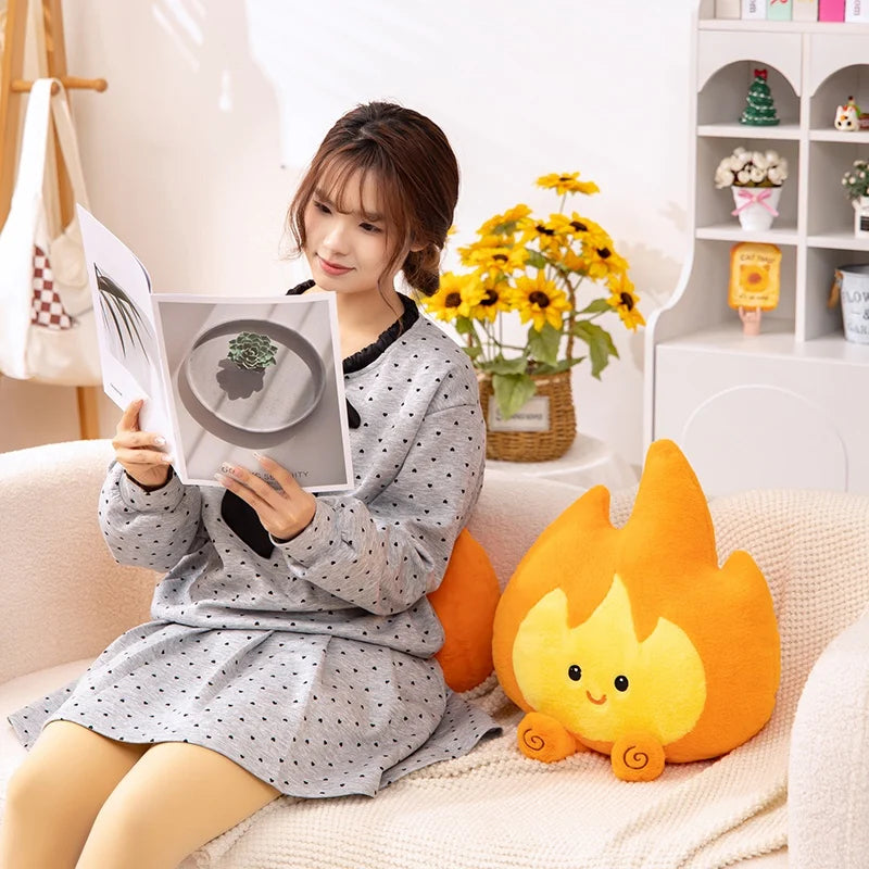 46CM Cute Little Fire Man Plush Toys Cartoon Anime Stuffed Dolls Kawaii Room Decor Toy Hobby Collection