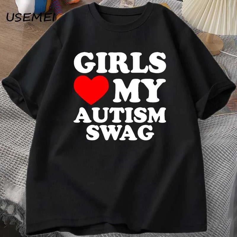 Girls Boys Love My Autism Swag T Shirt Women Men Funny Autistic Girls Awareness Idea T-Shirt Couple Lover Short Sleeve Tees The jack market .AU The jack market .AU Men Fashion $ 30 14:193;5:100014064