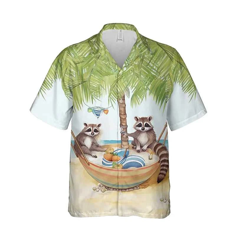 Funny Animal Raccoon 3D Print Beach Shirts For Men Procyon Lotor Lover Short Sleeve Bear Lapel Blouse Hawaiian Boy Button Tops The jack market .AU The jack market .AU Men Fashion $ 30 14:193#CS2024AT1802;5:100014064