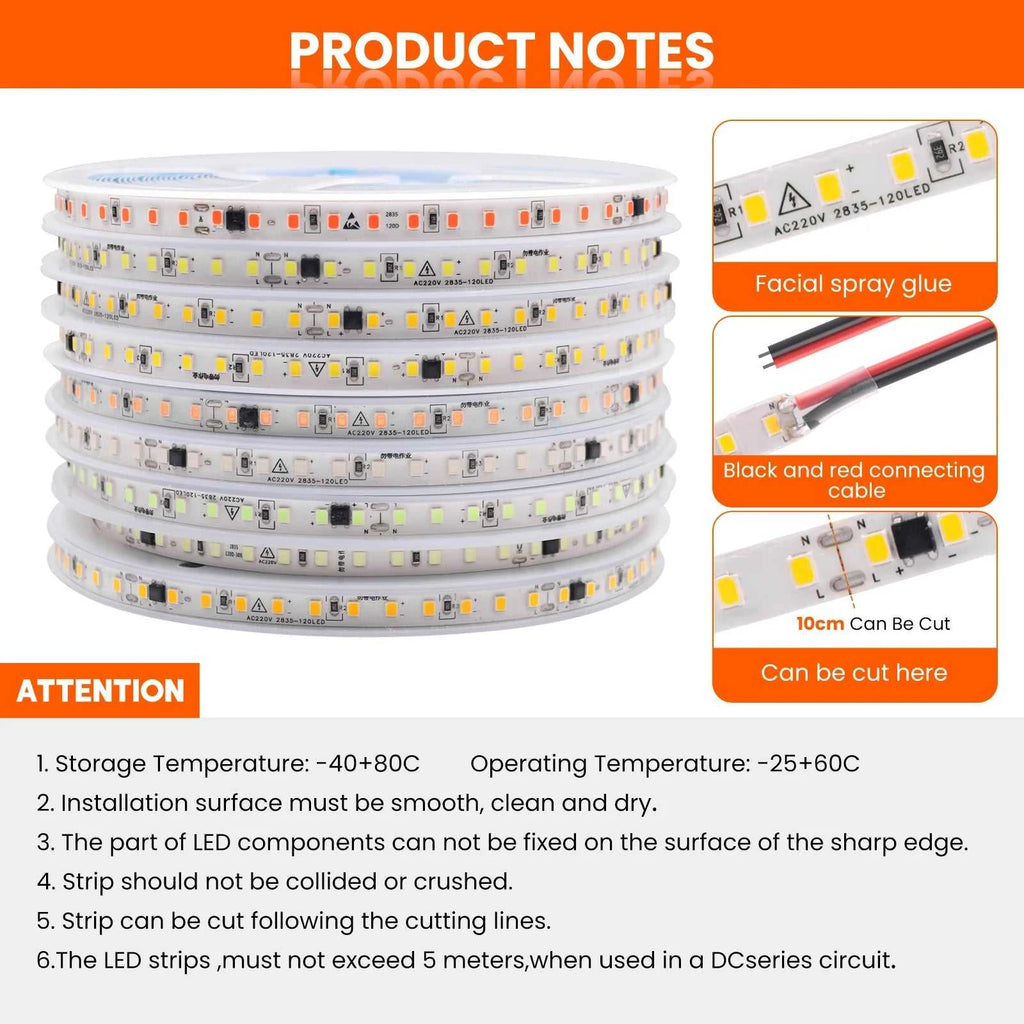 220V LED Strip Light 5m 10m 20m 50m Flexible LED Tape 2835 120LEDs IP44 Waterproof Light Bar White Warm Natural Ice Blue Pink The jack market .AU The jack market .AU Home $ 54 136:10#red;200007763:201336100;380:201301155