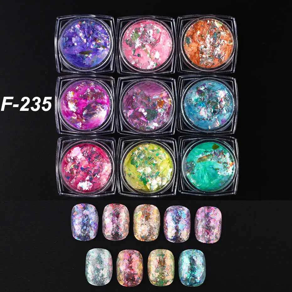 Aurora Opal Nail Flakes - Holographic Glitter Powder for Dazzling Mermaid Nail Art