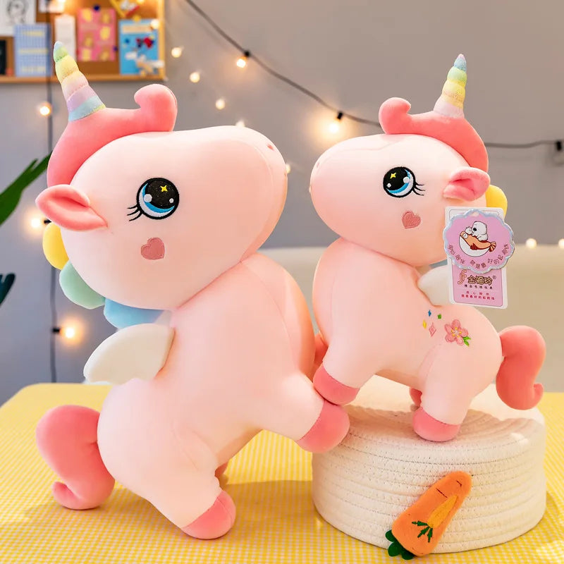 Cute Pink Unicorn with Wings Plush Toy Doll Soft Stuffed Kawaii Animals Princess Cartoon Pillow Cushion Birthday Gift for Girl