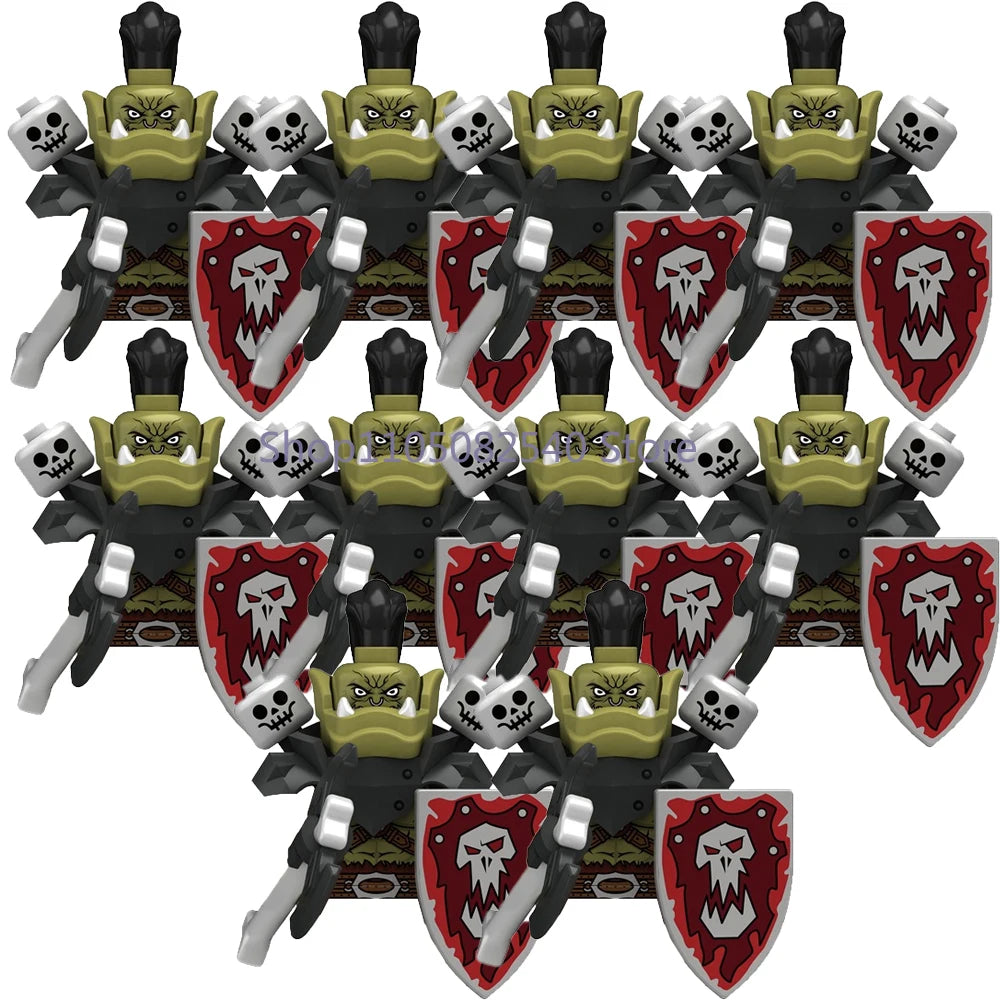 MOC Military Soldier Movie Character Building Blocks Accessories Medieval Castle Knight Helmet Shield Mini Brick Gift Toy E008
