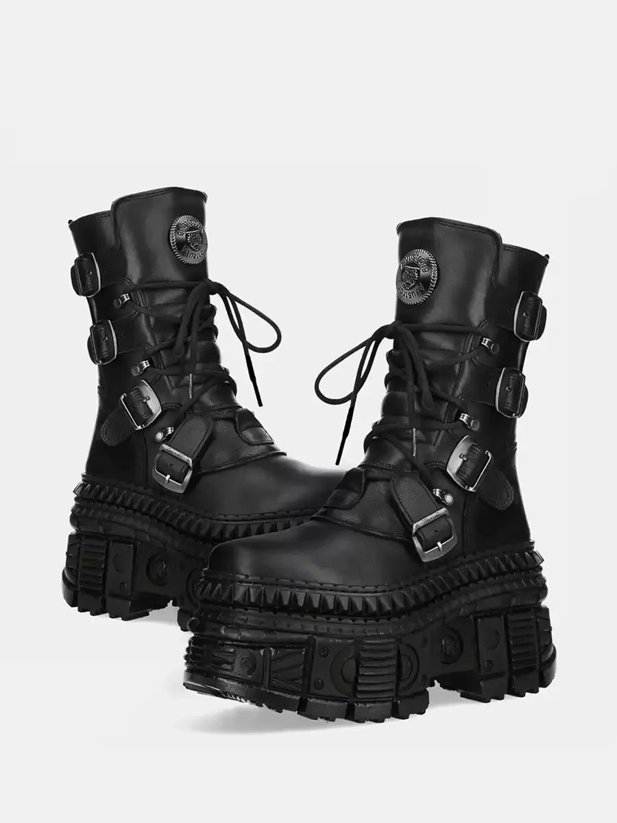 Punk Style Women Boots Lace-up Heel Height Platform Shoes Woman Gothic Ankle Rock Boots Metal Decor Man And Woman Sneakers 2025