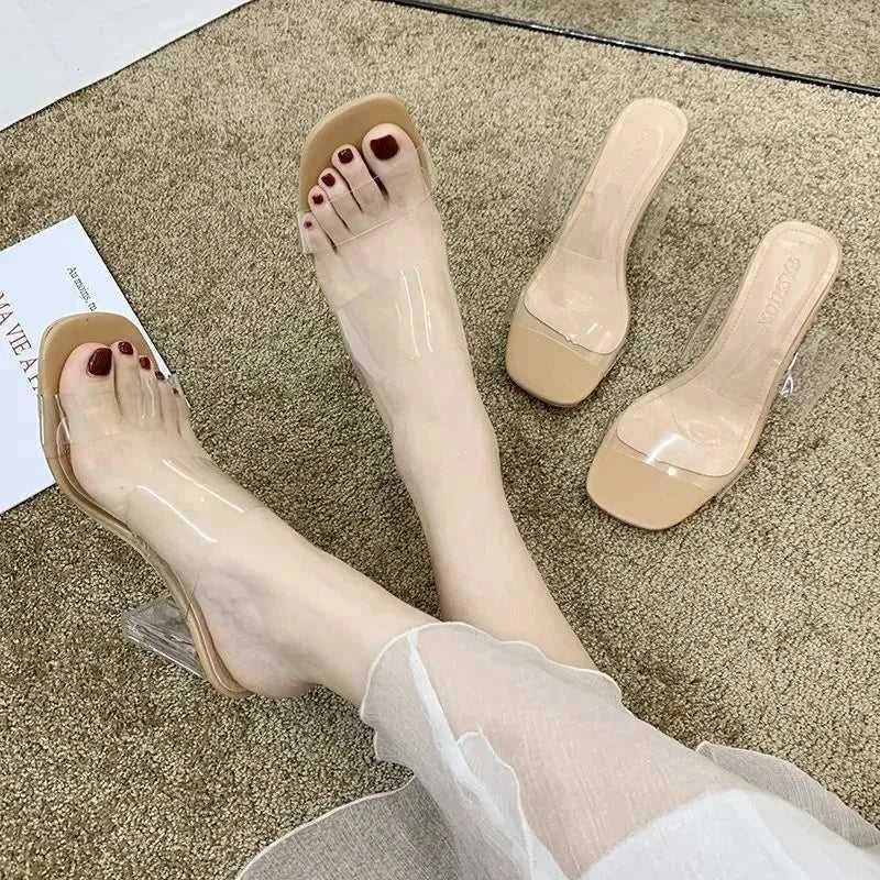 Transparent High Heels Women Square Toe Sandals Summer Shoes Woman Clear High Pumps Wedding Jelly Buty Damskie Heels Slippers The jack market .AU The jack market .AU Step Up Your Style: Trendy Shoes for Every Occasion! $ 72 14:193#Apricot color 5CM;200000124:100013888