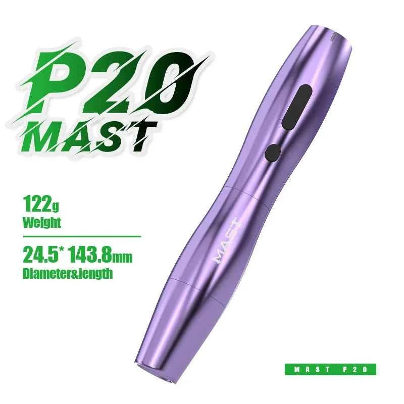 Mast P20 Wireless Tattoo Machine Kit - 2.5mm Stroke, 1000mAh Battery, Lightweight Design for Effortless PMU Mastery