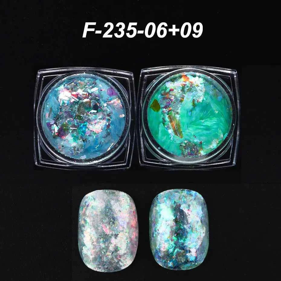 Aurora Opal Nail Flakes - Holographic Glitter Powder for Dazzling Mermaid Nail Art