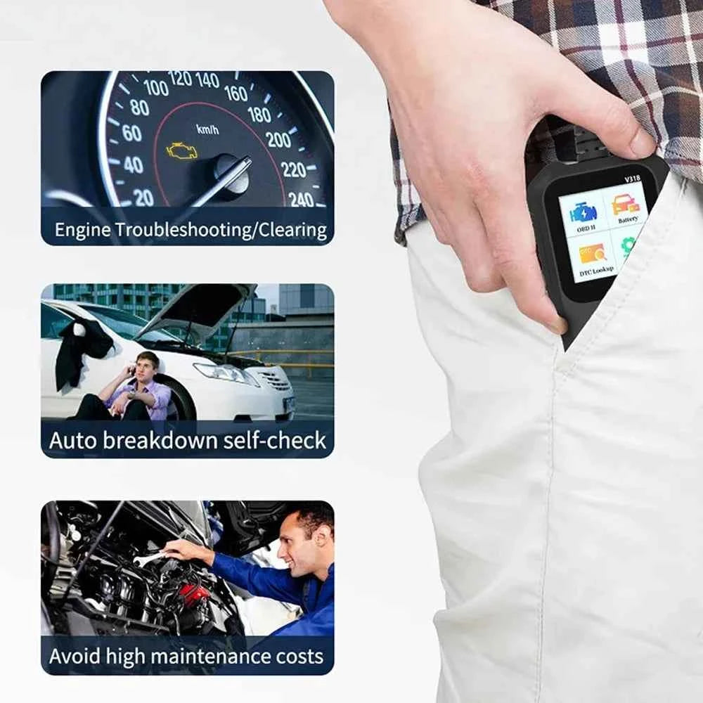 1 PC V318 Automobile Fault Diagnosis Instrument Engine Tester Scanner Reading Card Battery Detection Obd2