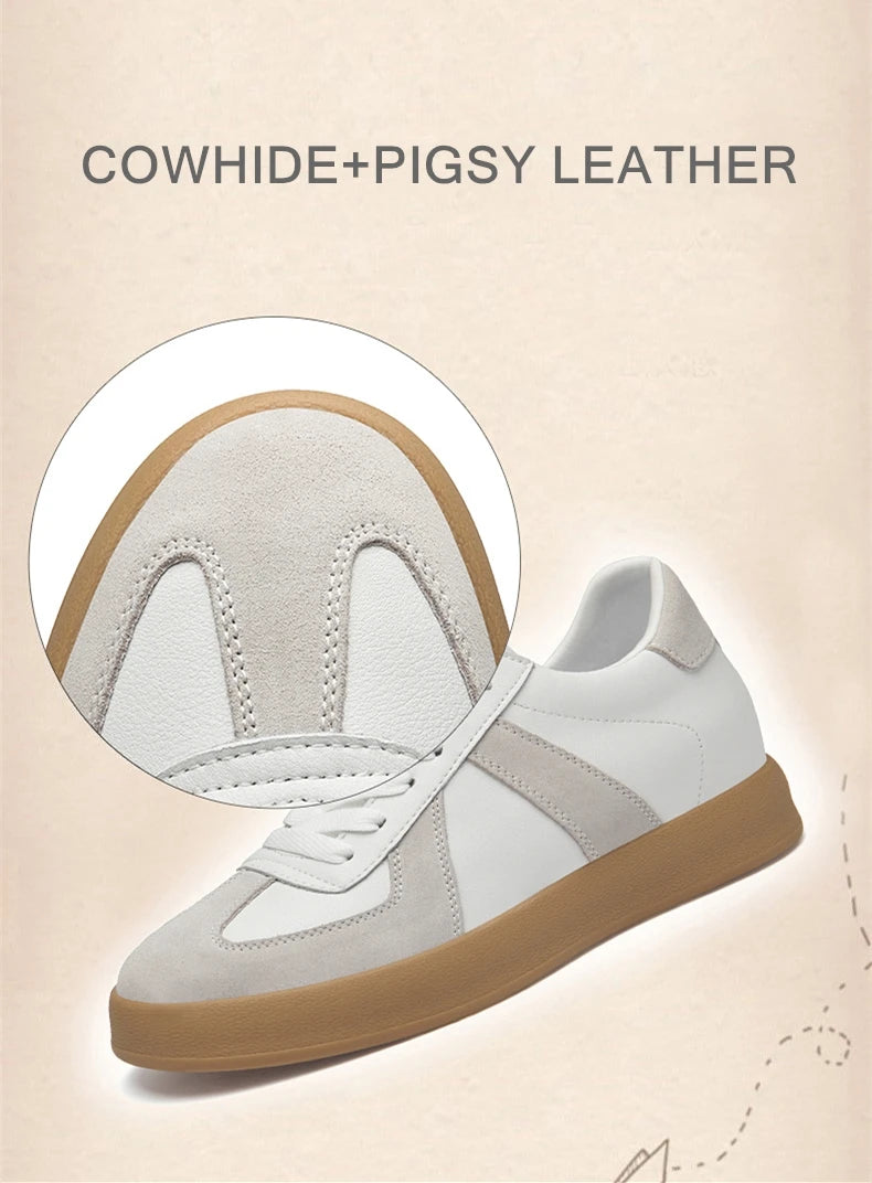 Men Women Genuine Leather Casual Elevator Shoes Leisure Sneakers Sports Zapatos Mujer Men's Height Increasing Shoes Tennis Shoes