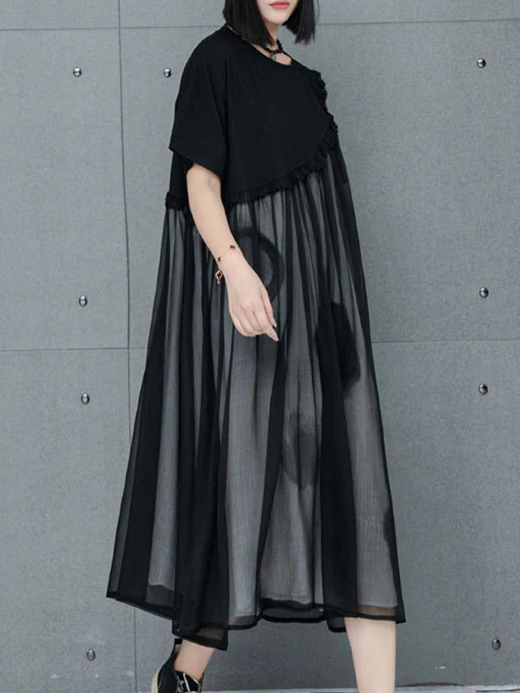 AmaxluluE Summer Chiffon Dot Ladies Dress Vintage Luxury Leisure Clothes Classic Fashion Cotton Elegant Harajuku Gothic Vestidos