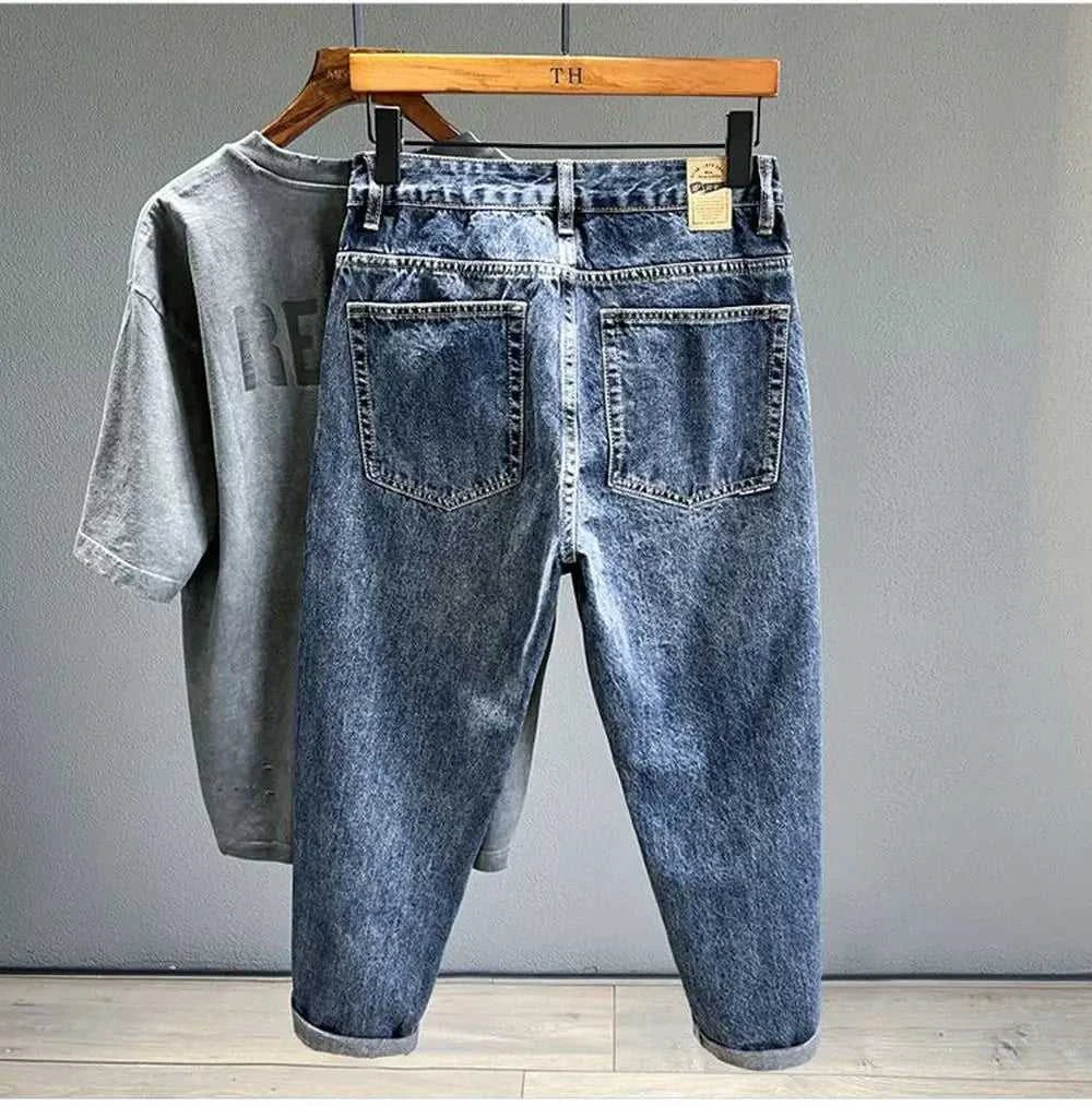 Korean Vintage Loose Tapered Men's Jeans Fashion High Street Drape Harem Pants Youth Hip Hop Streetwear Male Blue Denim Trousers The jack market .AU The jack market .AU Men Fashion $ 53 14:173;200007763:201336100;5:200001014