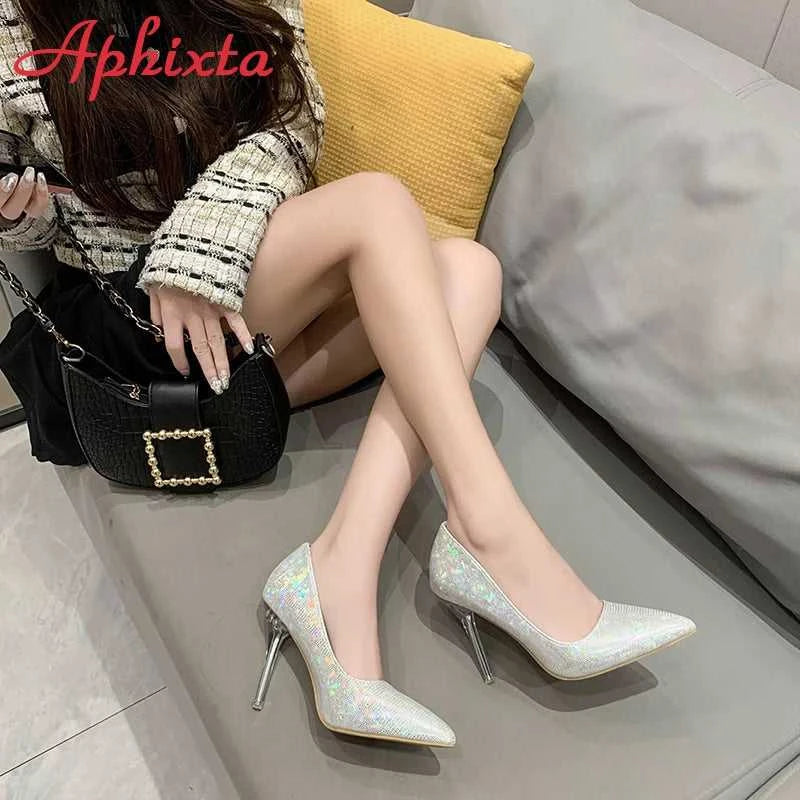Aphixta 10cm High Tansparent Stiletto Heels Women Pumps Dazzle Colorful Official Party Shoes Big Size 33-50 The jack market .AU The jack market .AU Step Up Your Style: Trendy Shoes for Every Occasion! $ 82 14:173#Pink;200000124:200006266#50