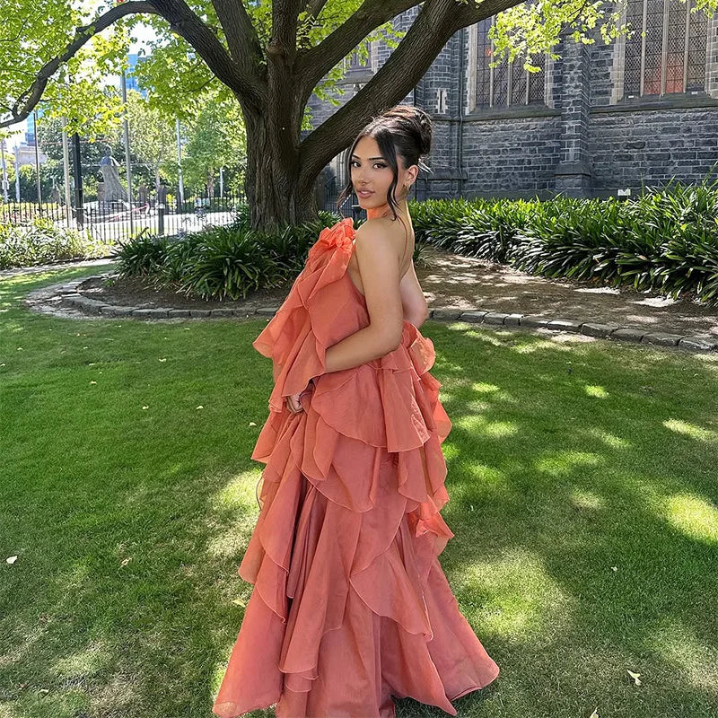 Blissful Blooms Dress - Ruffled Backless Sleeveless Floral Maxi for Effortless Summer Elegance