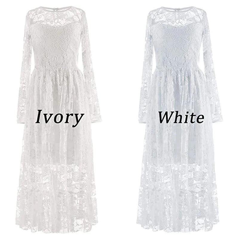 Princes Girls Lace Flower Girl Dress - Elegant Wedding Party Wear for Ages 2-12
