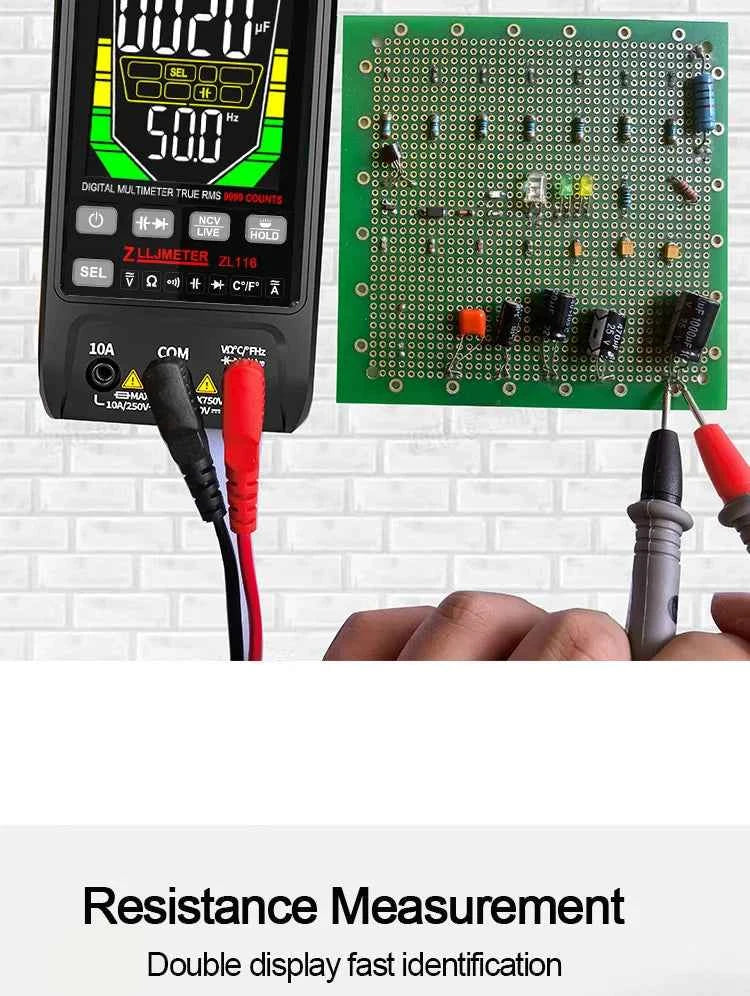 SmartTech USB Rechargeable Digital Multimeter - True RMS, AC/DC Current, Capacitance, Temperature, Auto Range