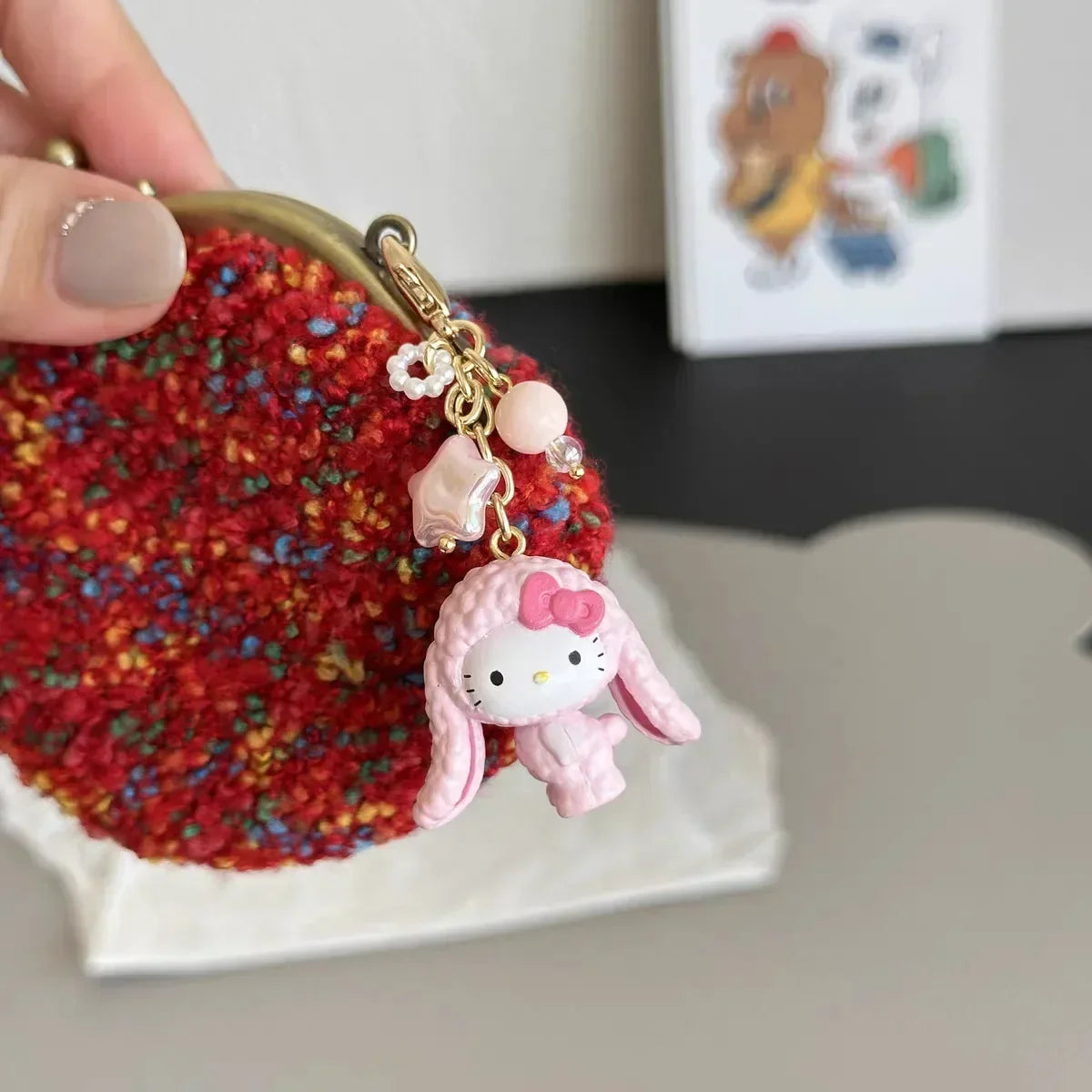 Sanrios Animal Kitty Cat Keychain Kawaii Cute Anime Hellokittys Cellphone Strap Pendant Purse Bag Charm Accessories Girls Gift