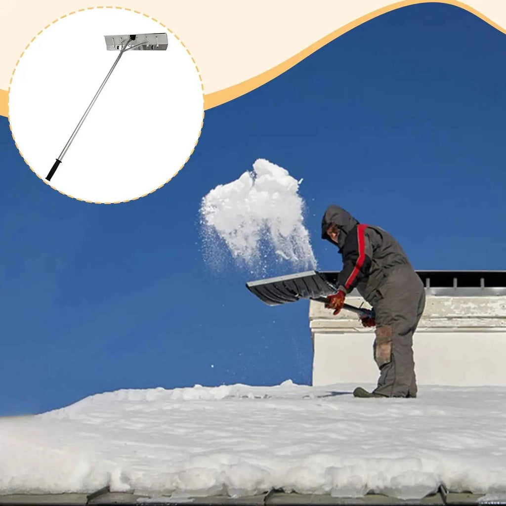 Snow Roof Rake with Wheels Durability Premium Time Saving Aluminum Alloy Snow Removal Tool Cleaning Tool for Rooftop Patio Lawn
