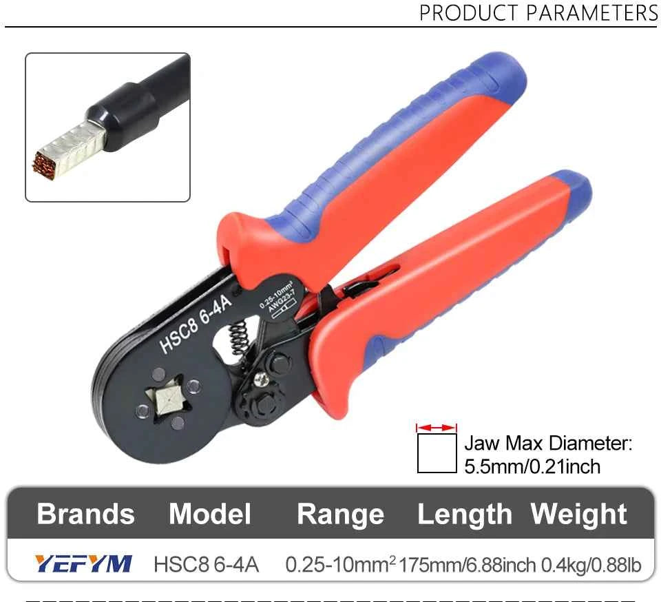 HSC8 Crimping Pliers - Versatile Wire Crimper for Ferrule Sleeves & Tubular Terminals