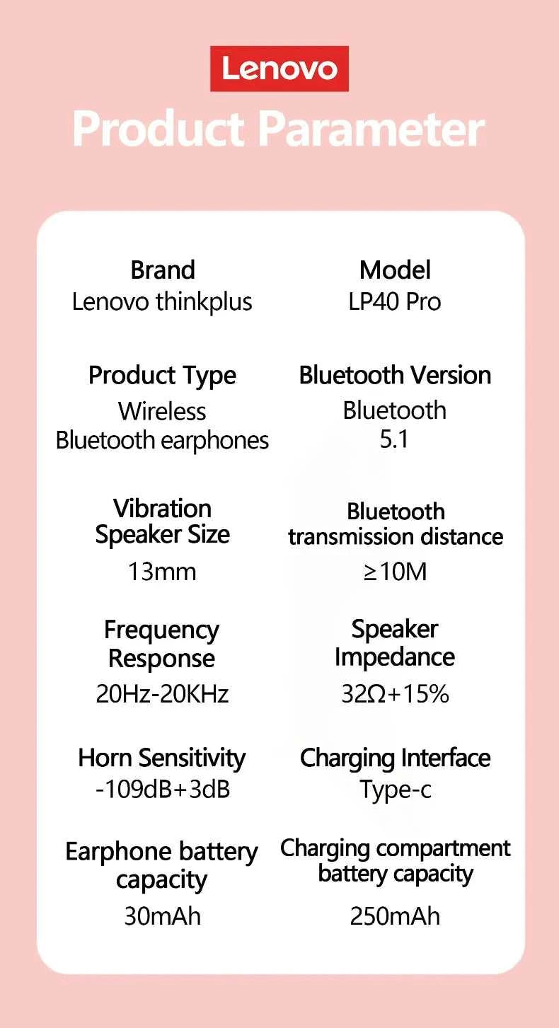 Lenovo LP40 Pro Wireless Bluetooth Earphones Long Battery Life Fashion Music Headphones Low Latency HD Call Gaming Earbud Choice The jack market .AU The jack market .AU Accessories Electronics $ 65 14:29#Black