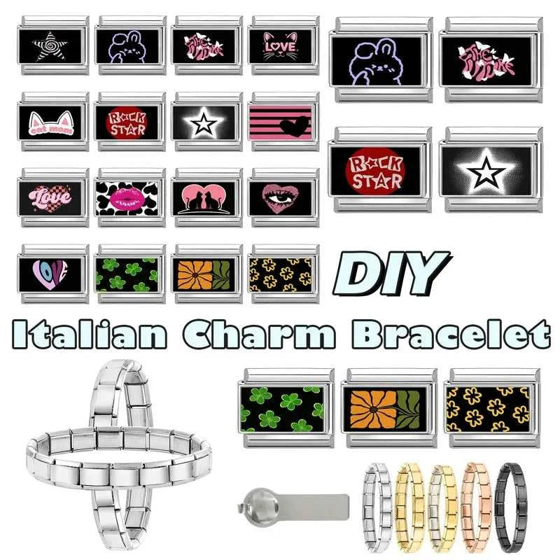 Creative Black Series Cute Rabbit Cat Heart Star Eye Lips Italian Charm Links Fit 9mm Stainless Steel Bracelet DIY Making Gifts The jack market .AU The jack market .AU Jewellery & Chains $ 52 200001034:200003757#A14;200007763:201336100