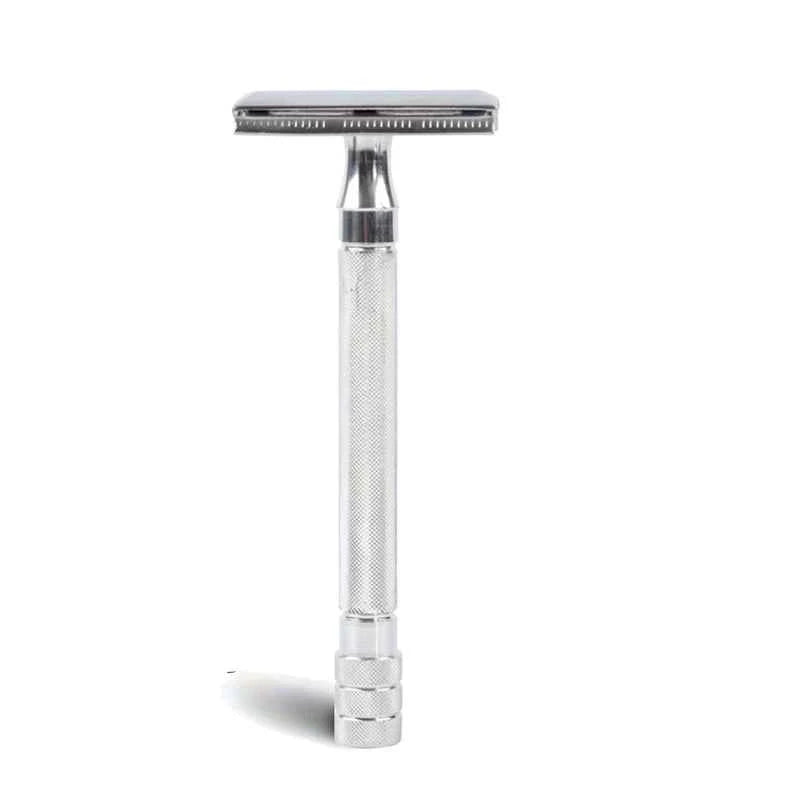 Stainless Steel Safety Razor for Men - Weighted Handle & 10 Double Edge Blades for a Superior Shave