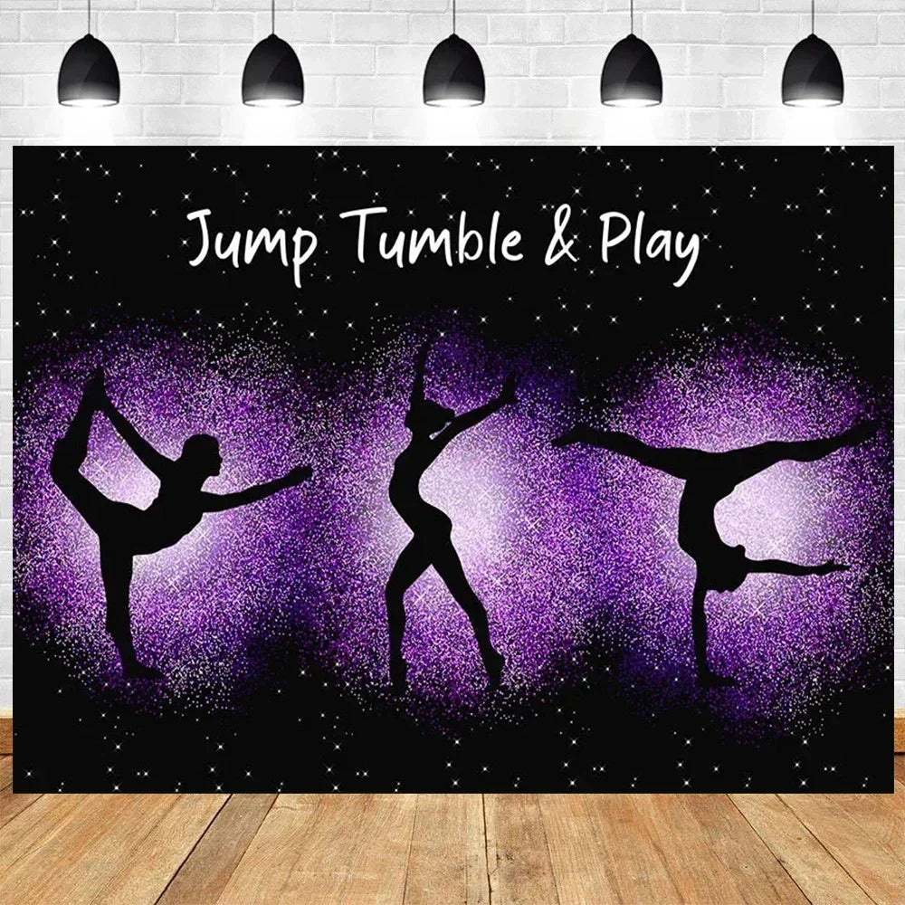 Let's Flip Athlete Gymnast Gymnastic Theme Jump Tumble Play Gymnast Rhythmic Gymnastic Girl Birthday Party Baby shower Backdrop