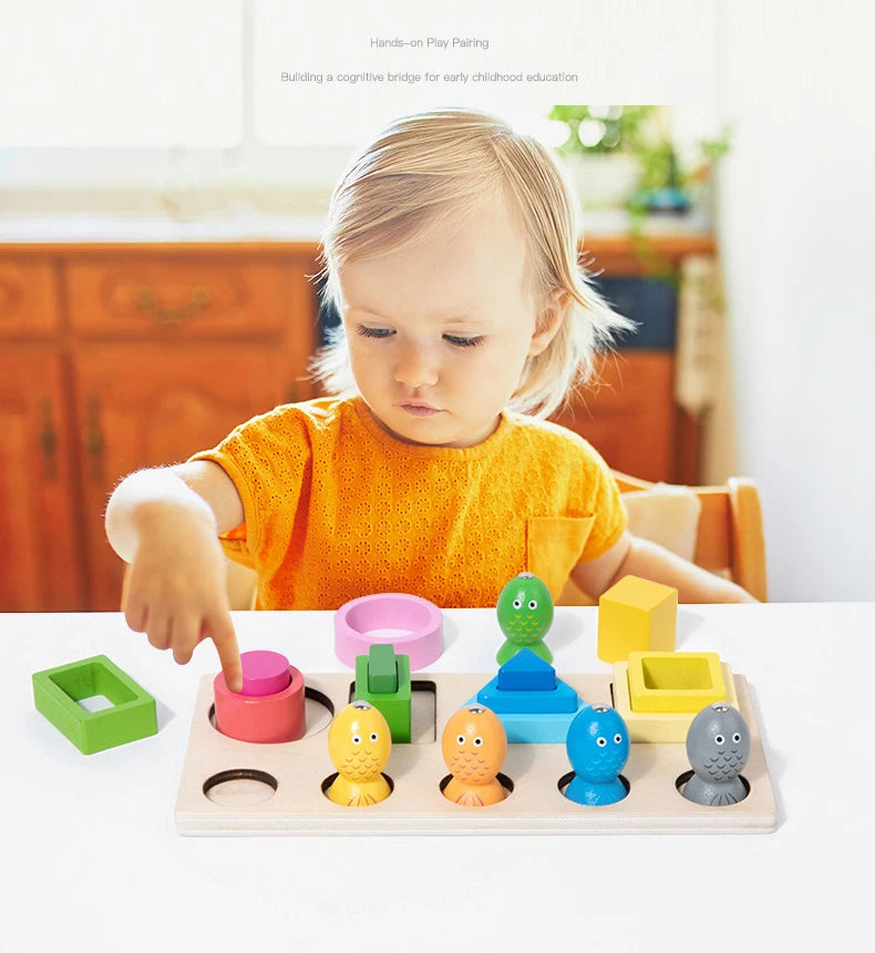 Montessori  Wooden Color Shape Cognitive Classification Matching Puzzle Children's Magnetic Fishing Learning Educational Toys