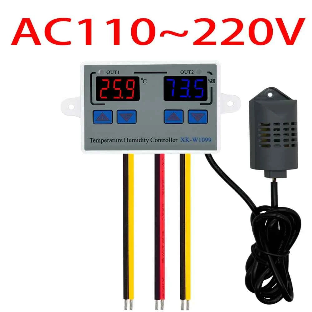 W1099 Digital Temperature & Humidity Controller for Egg Incubators - Dual Voltage 12V/24V & 110-220V