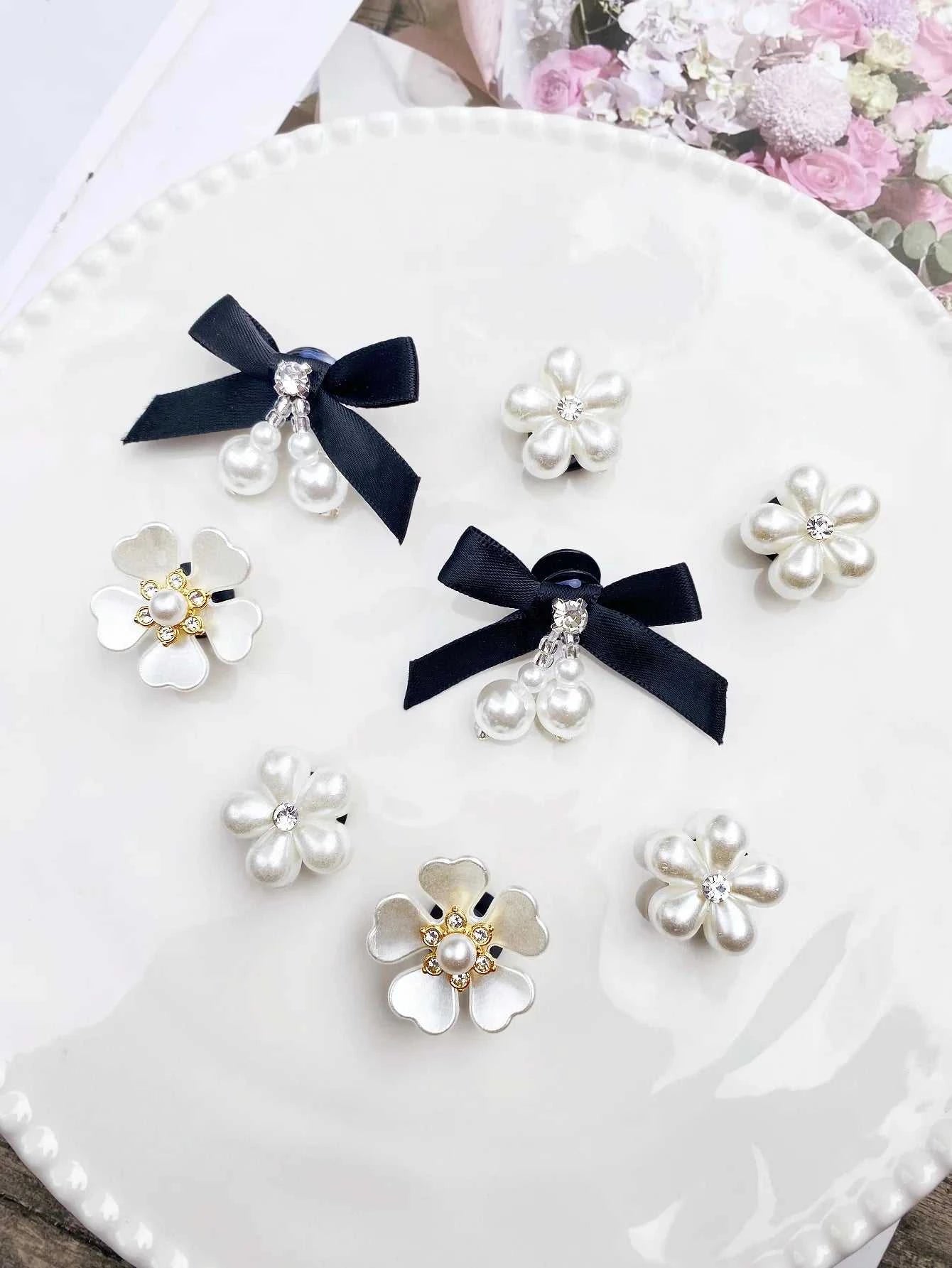22 pieces of black ABS pearl bow, black rose, white diamond flower, rose, ABS pearl shoe buckle DIY decoration, multi-functional The jack market .AU The jack market .AU Step Up Your Style: Trendy Shoes for Every Occasion! $ 50 14:193#ABSheizzhdjie-22