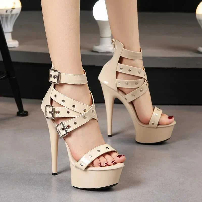 2025 Mclubgirl 8661 Series 15cm Heel 4.5cm Platform 8 Model Rivet Pull ROMAN SANDALS Quick Sell High Heels 15cm LFD The jack market .AU The jack market .AU Step Up Your Style: Trendy Shoes for Every Occasion! $ 86 14:771#15CM-Apricot;200000124:200000898