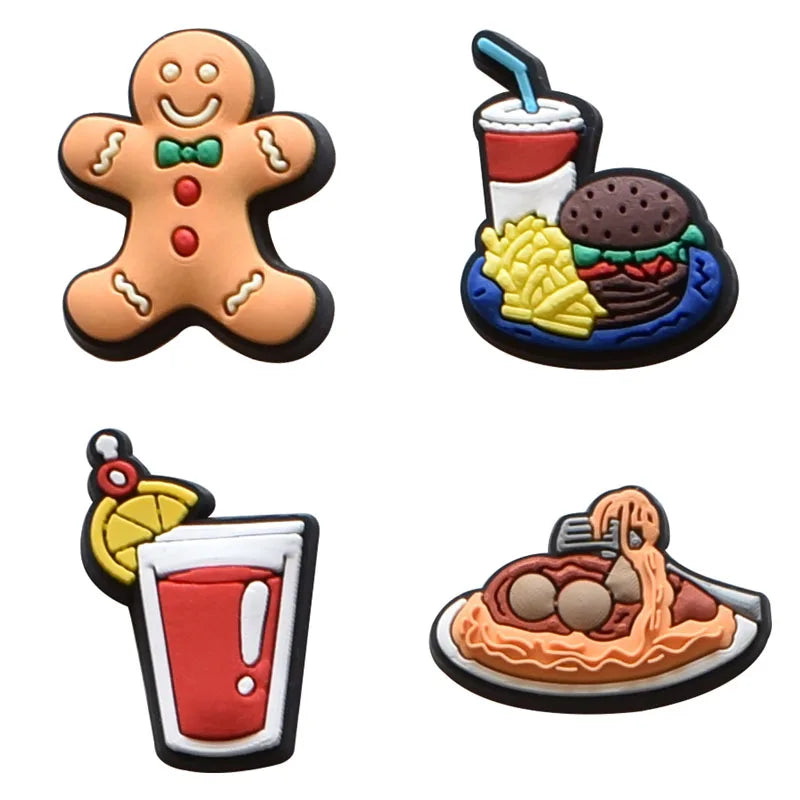 Real Kind Burger Fries Shoe Charms for Crocs Accessories Sandals Kids Clogs Pins Badges Men Jeans Women Decorations Buckle Shoes