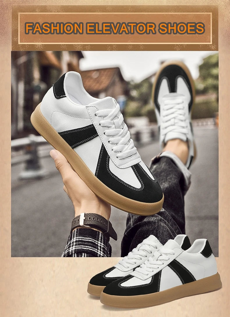 Men Women Genuine Leather Casual Elevator Shoes Leisure Sneakers Sports Zapatos Mujer Men's Height Increasing Shoes Tennis Shoes