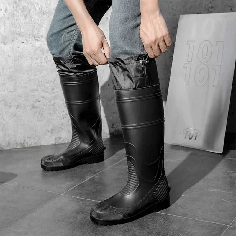 Black High-Top Men's Rain Boots, Adjustable Drawstring Long Boots, Wear-Resistant, Non-Slip, Outdoor Fishing Waterproof Boots, Farm Work Rain Boots, Pvc Water Boots The jack market .AU The jack market .AU Step Up Your Style: Trendy Shoes for Every Occasion! $ 71 14:193;200000124:200000364