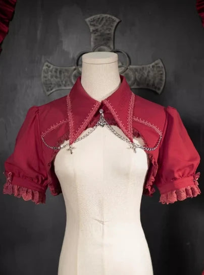 Gothic Lolita JSK Dress with Bow & Spaghetti Straps - Chic Mini Dress & Waistcoat Set for Sweet Style