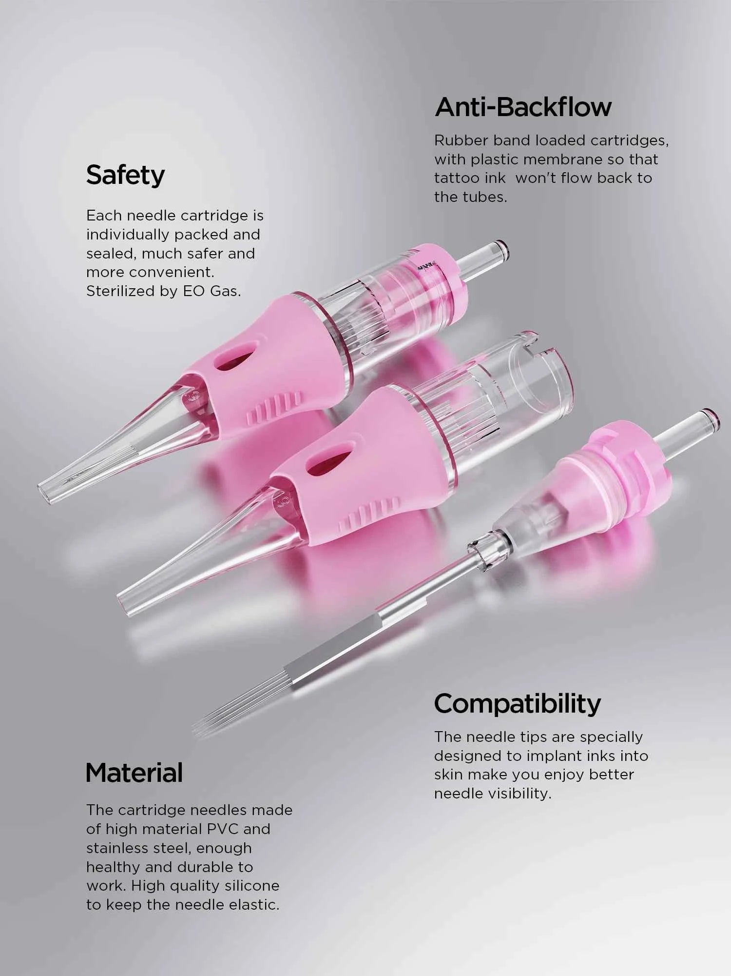 10pcs PMU Universal Disposable Tattoo Needle Cartridges round Liner Sterilized Safety Needle 0.18/0.25/0.30mm for Tattoo Artists